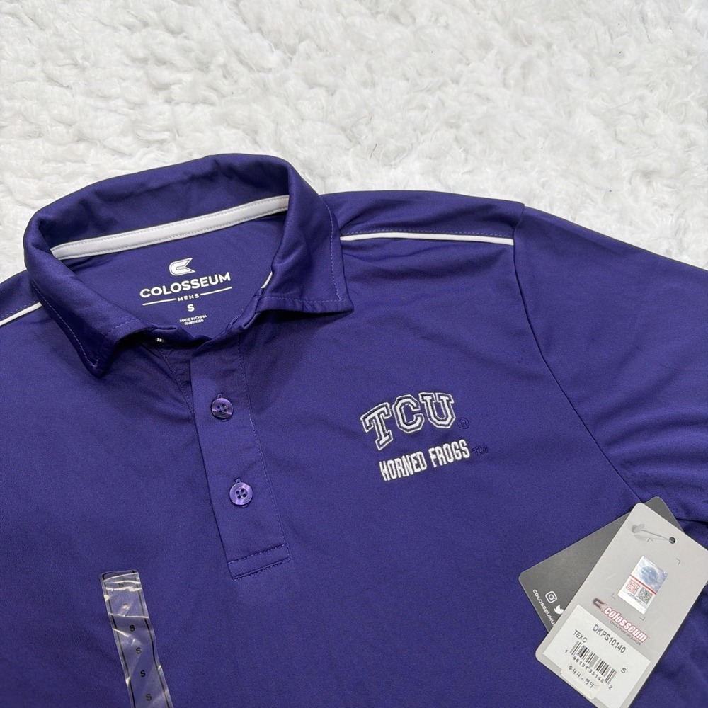 TCU Horned Frogs Polo Shirt Mens‎ Small Gray NCAA Golf Collegiate Colosseum New!